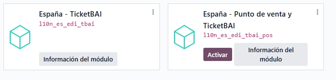 Instalar módulo TicketBai en Odoo