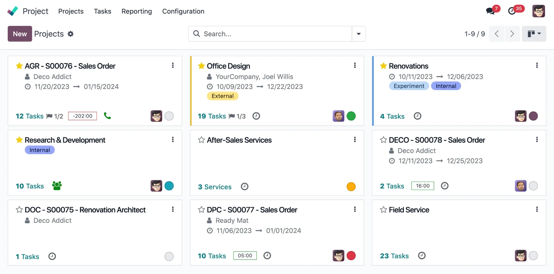 Funcionalidades de Odoo Proyectos para la gestión de tareas, hitos y equipos