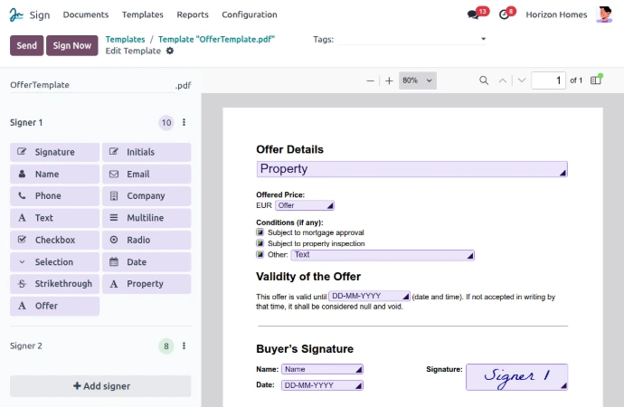 Configuración de ERP para inmobiliarias en Odoo con gestión de procesos y usuarios