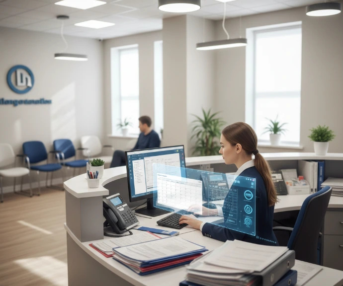 Equipo administrativo gestionando agenda y facturación con Odoo para clínicas