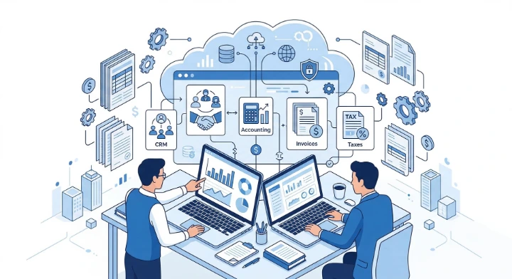 Ilustración gestoría especializada en Holded usando software contable en la nube